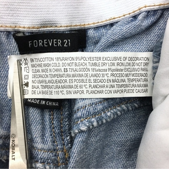 FOREVER 21 Paper Bag Jean Shorts High Waist Mom Stretch Denim Light Wash Size 29 - Picture 8 of 9